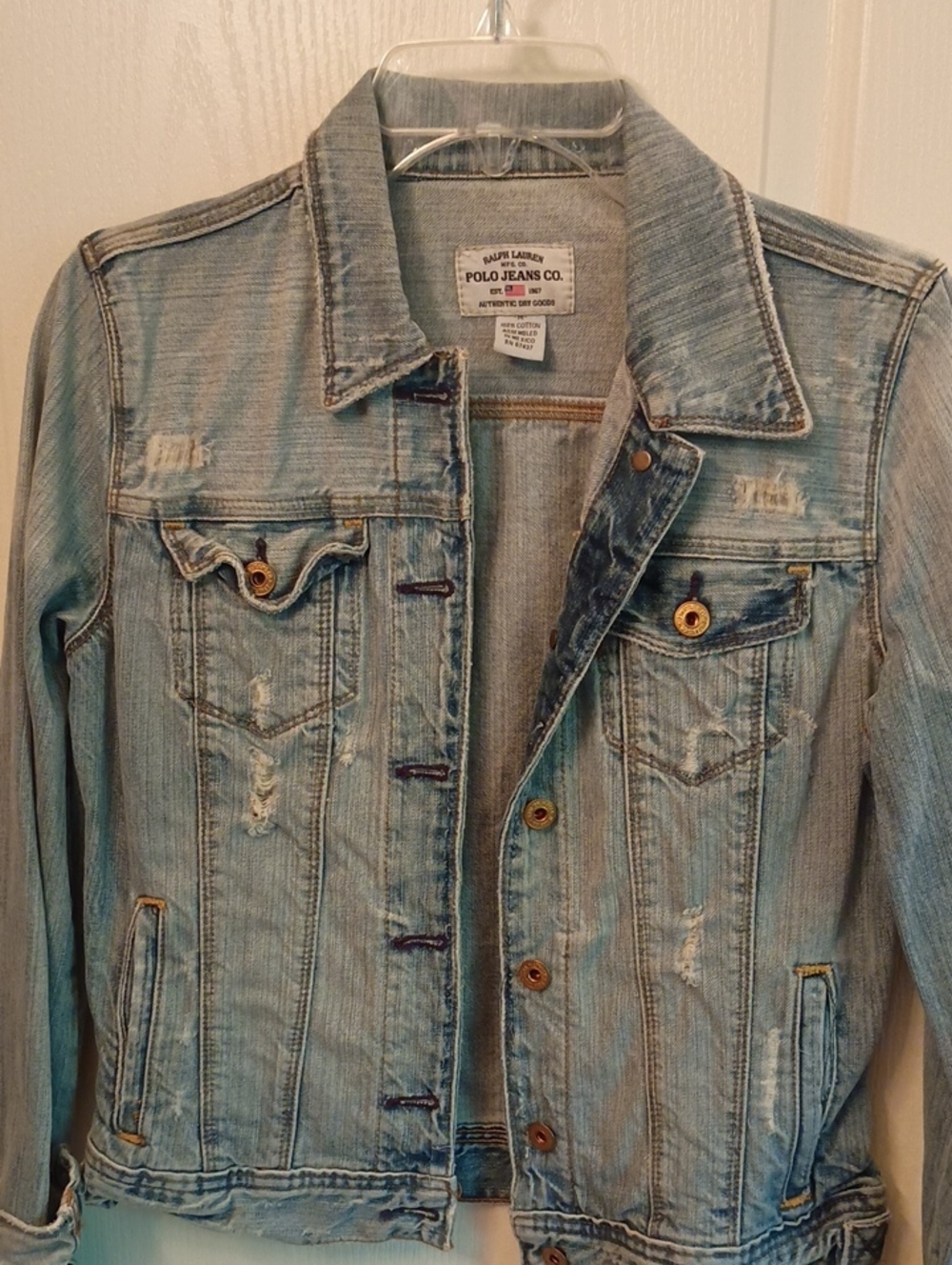 Polo Jeans Co. Distressed Light Blue Denim Jacket